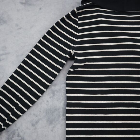 Banana Republic Sweater Womens M Black Long Sleeve Button Stripe Knit Pullover - Picture 13 of 16